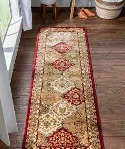 Well Woven Mina-Khani Red Traditional Rug Oriental & Persian
