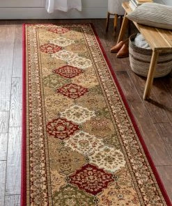 Well Woven Mina-Khani Red Traditional Rug Oriental & Persian
