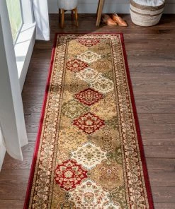 Well Woven Mina-Khani Red Traditional Rug Oriental & Persian