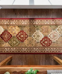 Well Woven Mina-Khani Red Traditional Rug Oriental & Persian