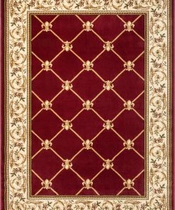 Well Woven Fleur De Lis Red Formal Rug