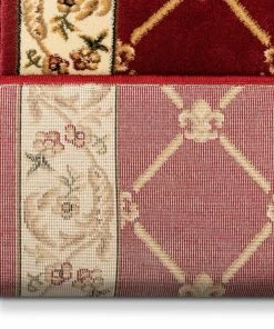 Well Woven Fleur De Lis Custom Size Runner Formal Red 31 Inch Wide X Choose Your Length Hallway Runner Rug