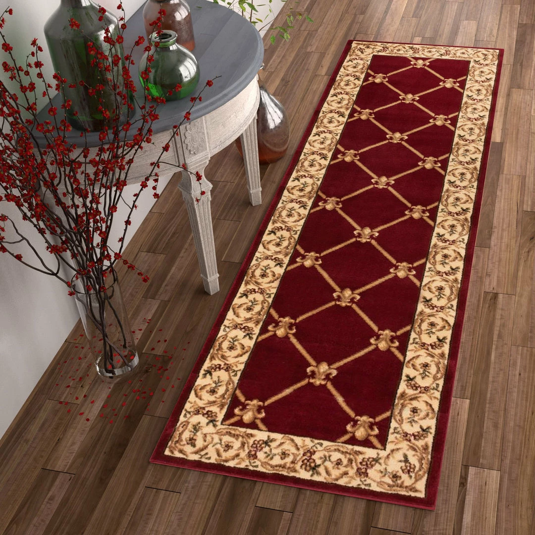 Well Woven Fleur De Lis Red Formal Rug 12 Well Woven Fleur De Lis Red Formal Rug