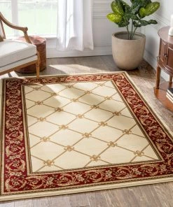Well Woven Oriental & Persian Fleur De Lis Ivory Formal Rug