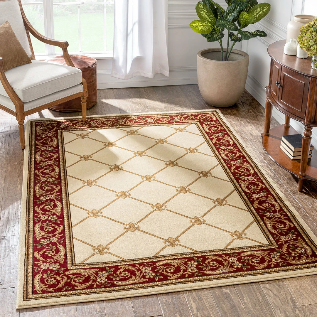 Well Woven Oriental & Persian Fleur De Lis Ivory Formal Rug 1 Well Woven Oriental & Persian Fleur De Lis Ivory Formal Rug