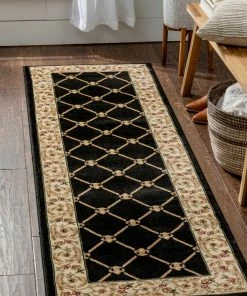 Well Woven Oriental & Persian Fleur De Lis Black Formal Rug