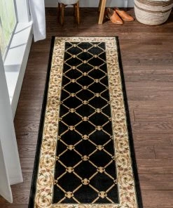 Well Woven Oriental & Persian Fleur De Lis Black Formal Rug