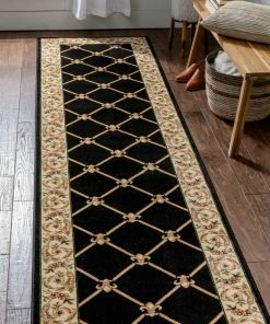 Well Woven Oriental & Persian Fleur De Lis Black Formal Rug