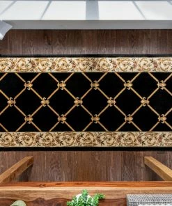 Well Woven Oriental & Persian Fleur De Lis Black Formal Rug