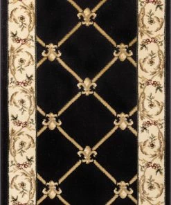 Well Woven Oriental & Persian Fleur De Lis Black Formal Rug
