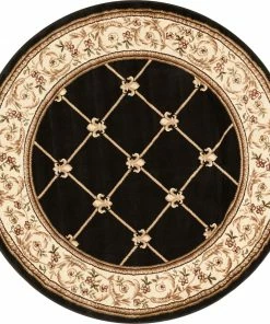 Well Woven Oriental & Persian Fleur De Lis Black Formal Rug