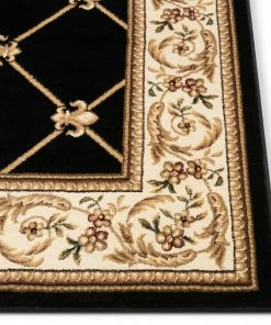 Well Woven Oriental & Persian Fleur De Lis Black Formal Rug