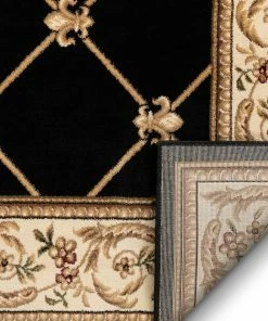 Well Woven Oriental & Persian Fleur De Lis Black Formal Rug