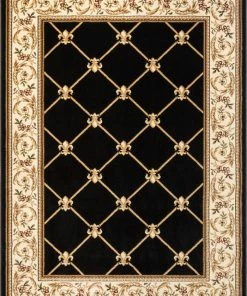 Well Woven Oriental & Persian Fleur De Lis Black Formal Rug