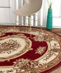 Well Woven Oriental & Persian Le Petit Palais Red Traditional Round Rug