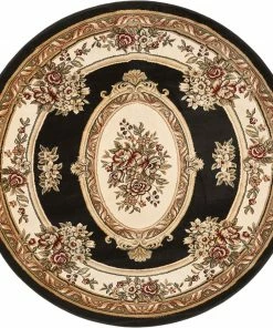 Well Woven Le Petit Palais Black Traditional Round Rug Oriental & Persian