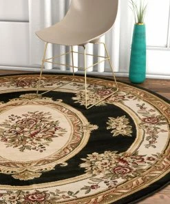 Well Woven Le Petit Palais Black Traditional Round Rug Oriental & Persian