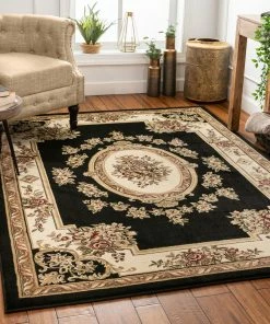 Well Woven Le Petit Palais Black Traditional Round Rug Oriental & Persian