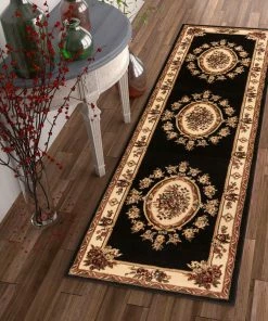 Well Woven Le Petit Palais Black Traditional Round Rug Oriental & Persian
