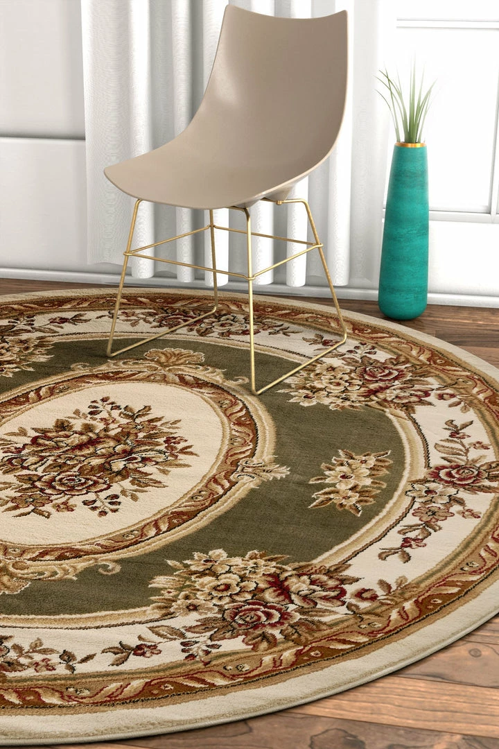 Well Woven Le Petit Palais Green Traditional Round Rug 2 Well Woven Le Petit Palais Green Traditional Round Rug