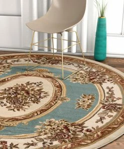 Well Woven Le Petit Palais Light Blue Traditional Round Rug