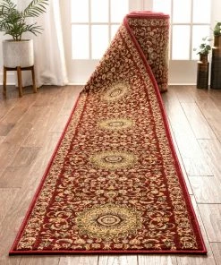 Well Woven Aviva Custom Size Runner Traditional Red Choose Your Width X Choose Your Length Hallway Runner Rug