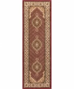 Well Woven Saffron Red Traditional Rug Oriental & Persian
