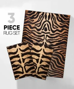 Well Woven Animal Skin Brown Modern 3-Piece Set (5' X 7' And Bonus 20" X 31" Mats)