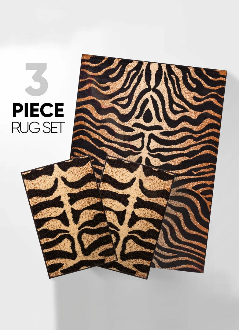 Well Woven Animal Skin Brown Modern 3-Piece Set (5' X 7' And Bonus 20" X 31" Mats) 1 Well Woven Animal Skin Brown Modern 3-Piece Set (5' X 7' And Bonus 20" X 31" Mats)