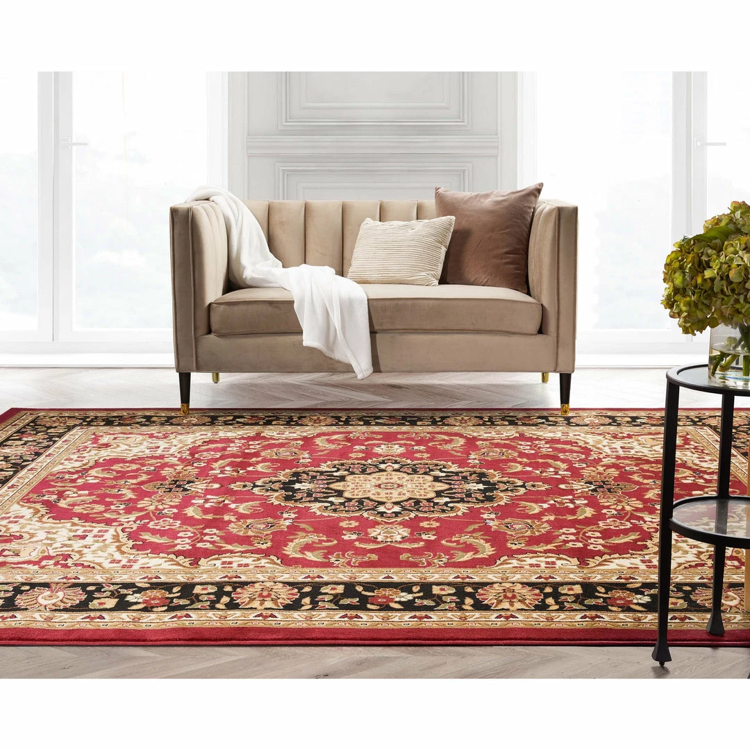 Well Woven Medallion Kashan Red Traditional Rug Oriental & Persian 7 Well Woven Medallion Kashan Red Traditional Rug Oriental & Persian