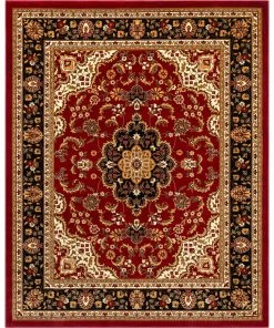 Well Woven Medallion Kashan Red Traditional Rug Oriental & Persian