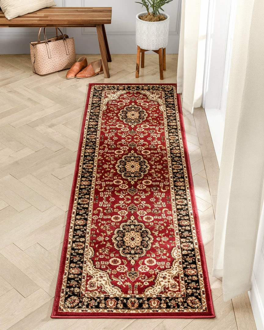 Well Woven Medallion Kashan Red Traditional Rug Oriental & Persian 12 Well Woven Medallion Kashan Red Traditional Rug Oriental & Persian