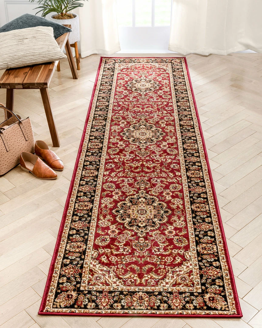 Well Woven Medallion Kashan Red Traditional Rug Oriental & Persian 13 Well Woven Medallion Kashan Red Traditional Rug Oriental & Persian