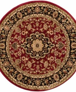 Well Woven Oriental & Persian Medallion Kashan Red Traditional Round Rug