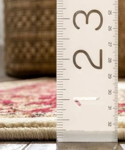 Well Woven Medallion Kashan Ivory Traditional Rug Oriental & Persian