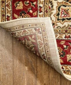 Well Woven Medallion Kashan Ivory Traditional Rug Oriental & Persian