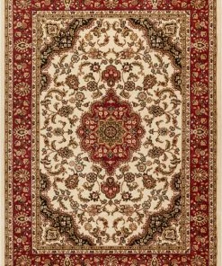 Well Woven Medallion Kashan Ivory Traditional Rug Oriental & Persian