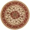 Well Woven Medallion Kashan Ivory Traditional Round Rug