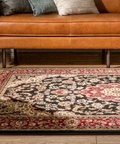 Well Woven Oriental & Persian Medallion Kashan Black Traditional Rug