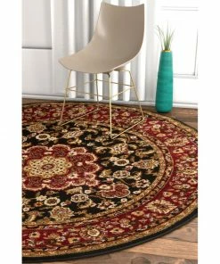 Well Woven Oriental & Persian Medallion Kashan Black Traditional Rug