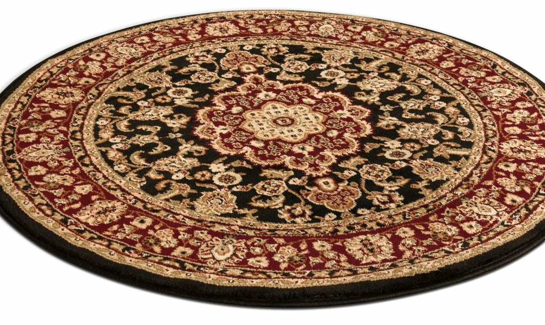 Well Woven Medallion Kashan Black Traditional Round Rug Oriental & Persian 2 Well Woven Medallion Kashan Black Traditional Round Rug Oriental & Persian