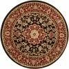 Well Woven Medallion Kashan Black Traditional Round Rug Oriental & Persian
