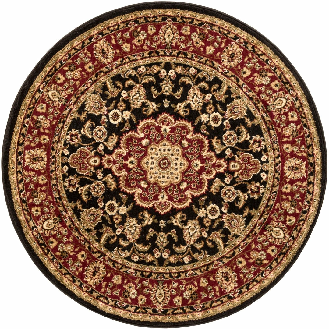 Well Woven Medallion Kashan Black Traditional Round Rug Oriental & Persian 1 Well Woven Medallion Kashan Black Traditional Round Rug Oriental & Persian
