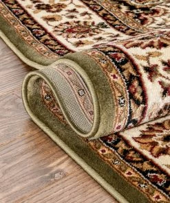 Well Woven Medallion Kashan Green Traditional Rug Oriental & Persian