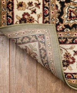 Well Woven Medallion Kashan Green Traditional Rug Oriental & Persian