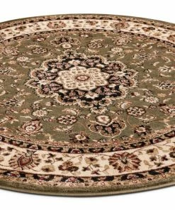 Well Woven Oriental & Persian Medallion Kashan Green Traditional Round Rug