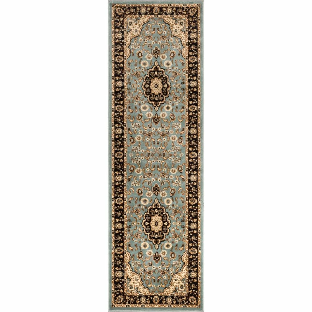 Well Woven Medallion Kashan Light Blue Traditional Rug Oriental & Persian 9 Well Woven Medallion Kashan Light Blue Traditional Rug Oriental & Persian