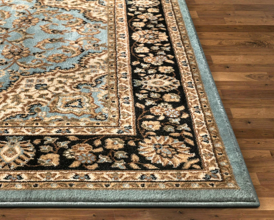 Well Woven Medallion Kashan Light Blue Traditional Rug Oriental & Persian 5 Well Woven Medallion Kashan Light Blue Traditional Rug Oriental & Persian