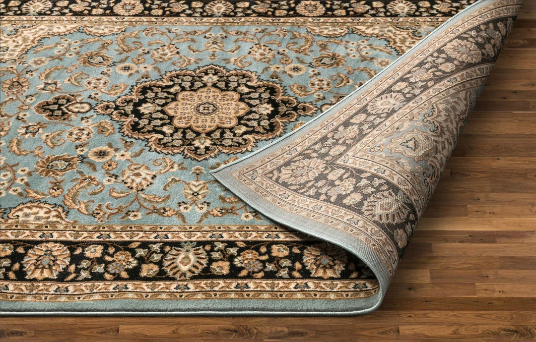 Well Woven Medallion Kashan Light Blue Traditional Rug Oriental & Persian 4 Well Woven Medallion Kashan Light Blue Traditional Rug Oriental & Persian