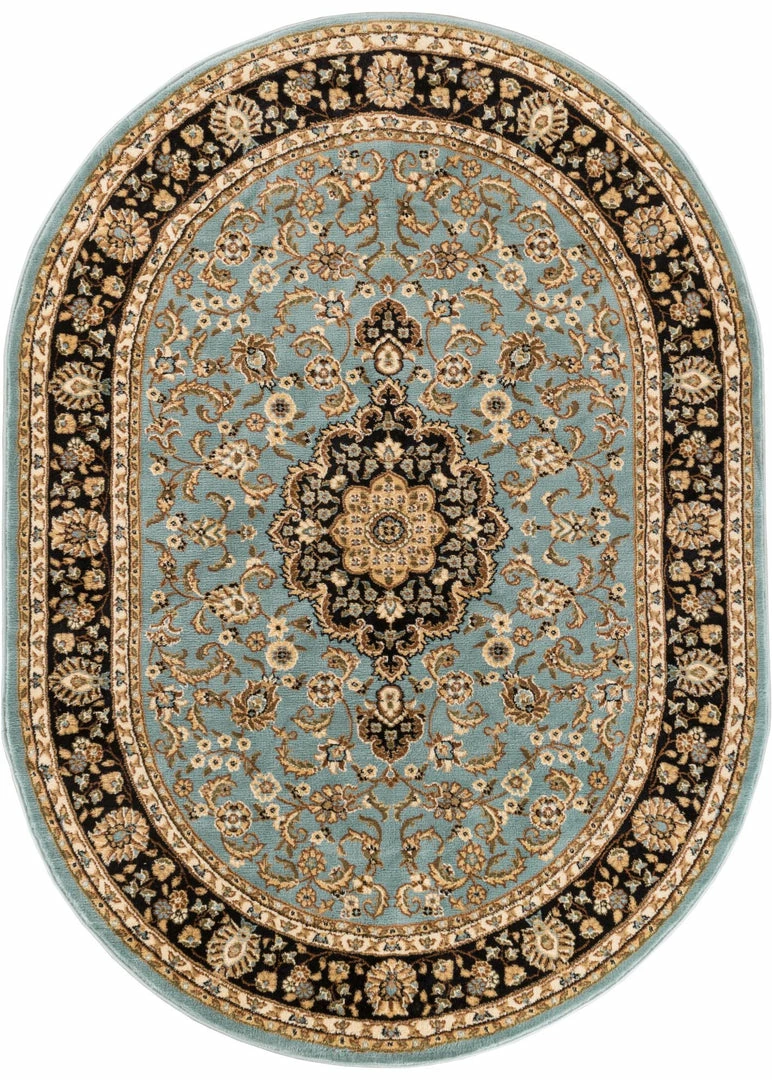 Well Woven Medallion Kashan Light Blue Traditional Rug Oriental & Persian 7 Well Woven Medallion Kashan Light Blue Traditional Rug Oriental & Persian